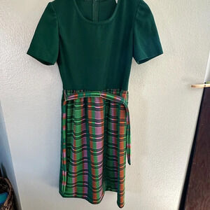 Vintage‎ Leslie Fay Knits Green Dress with Belt